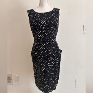 Geary Roark Kamisato Polka Dot VTG 1950's Sleeveless knee length black Dress 14